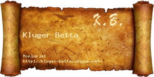 Kluger Betta névjegykártya